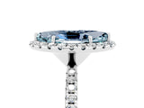 White gold Marquise Cut Halo Round Diamond Pavé Band Four-Prong Ring_5