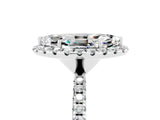 White gold Marquise Cut Halo Round Diamond Pavé Band Four-Prong Ring_5