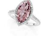 White gold Marquise Cut Halo Round Diamond Pavé Band with Four-Prong Setting_1