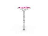 White gold Marquise Cut Halo Round Diamond Pavé Band with Four-Prong Setting_2