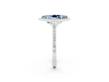 White gold Marquise Cut Halo Round Diamond Pavé Band with Four-Prong Setting_2