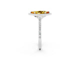 White gold Marquise Cut Halo Round Diamond Pavé Band with Four-Prong Setting_2