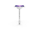 White gold Marquise Cut Halo Round Diamond Pavé Band with Four-Prong Setting_2