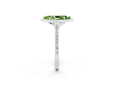 White gold Marquise Cut Halo Round Diamond Pavé Band with Four-Prong Setting_2