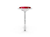 White gold Marquise Cut Halo Round Diamond Pavé Band with Four-Prong Setting_2