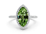 White gold Marquise Cut Halo Round Diamond Pavé Band with Four-Prong Setting