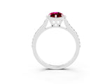 White gold Marquise Cut Halo Round Diamond Pavé Band with Four-Prong Setting_3