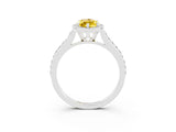 White gold Marquise Cut Halo Round Diamond Pavé Band with Four-Prong Setting_3