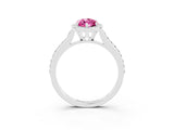 White gold Marquise Cut Halo Round Diamond Pavé Band with Four-Prong Setting_3