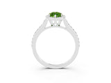 White gold Marquise Cut Halo Round Diamond Pavé Band with Four-Prong Setting_3