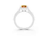 White gold Marquise Cut Halo Round Diamond Pavé Band with Four-Prong Setting_3