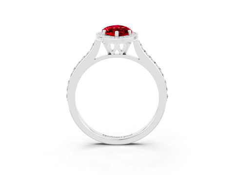 White gold Marquise Cut Halo Round Diamond Pavé Band with Four-Prong Setting_3
