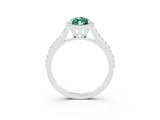 White gold Marquise Cut Halo Round Diamond Pavé Band with Four-Prong Setting_3