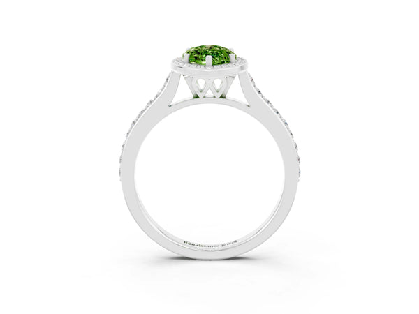 Platinum Marquise Cut Halo Round Diamond Pavé Band with Four-Prong Setting