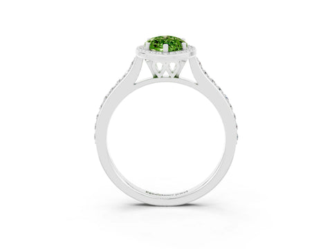 White gold Marquise Cut Halo Round Diamond Pavé Band with Four-Prong Setting_3