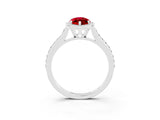 White gold Marquise Cut Halo Round Diamond Pavé Band with Four-Prong Setting_3