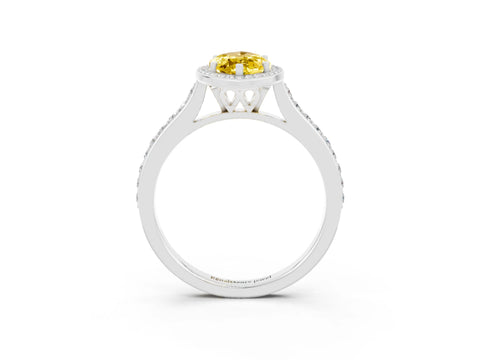 White gold Marquise Cut Halo Round Diamond Pavé Band with Four-Prong Setting_3
