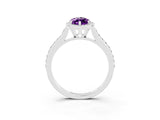 White gold Marquise Cut Halo Round Diamond Pavé Band with Four-Prong Setting_3
