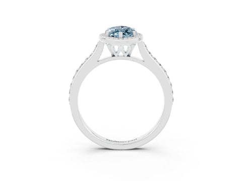 White gold Marquise Cut Halo Round Diamond Pavé Band with Four-Prong Setting_3