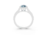 White gold Marquise Cut Halo Round Diamond Pavé Band with Four-Prong Setting_3