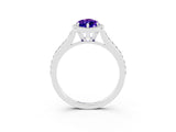 White gold Marquise Cut Halo Round Diamond Pavé Band with Four-Prong Setting_3