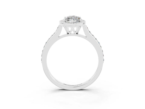 White gold Marquise Cut Halo Round Diamond Pavé Band with Four-Prong Setting_3