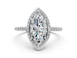 White gold Marquise Cut Halo Round Diamond Pavé Band with Four-Prong Setting_3