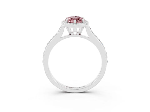White gold Marquise Cut Halo Round Diamond Pavé Band with Four-Prong Setting_3