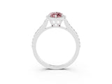 White gold Marquise Cut Halo Round Diamond Pavé Band with Four-Prong Setting_3