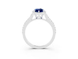 White gold Marquise Cut Halo Round Diamond Pavé Band with Four-Prong Setting_3