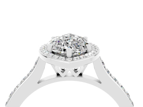 White gold Marquise Cut Halo Round Diamond Pavé Band with Four-Prong Setting_4