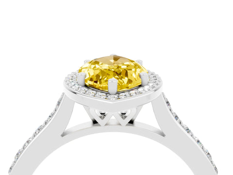 White gold Marquise Cut Halo Round Diamond Pavé Band with Four-Prong Setting_4