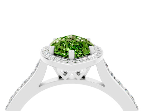 White gold Marquise Cut Halo Round Diamond Pavé Band with Four-Prong Setting_4