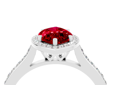 White gold Marquise Cut Halo Round Diamond Pavé Band with Four-Prong Setting_4