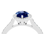 White gold Marquise Cut Halo Round Diamond Pavé Band with Four-Prong Setting_4