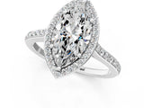 White gold Marquise Cut Halo Round Diamond Pavé Band with Four-Prong Setting_4