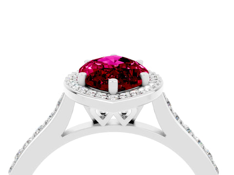 White gold Marquise Cut Halo Round Diamond Pavé Band with Four-Prong Setting_4