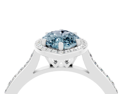 White gold Marquise Cut Halo Round Diamond Pavé Band with Four-Prong Setting_4