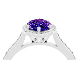 White gold Marquise Cut Halo Round Diamond Pavé Band with Four-Prong Setting_4