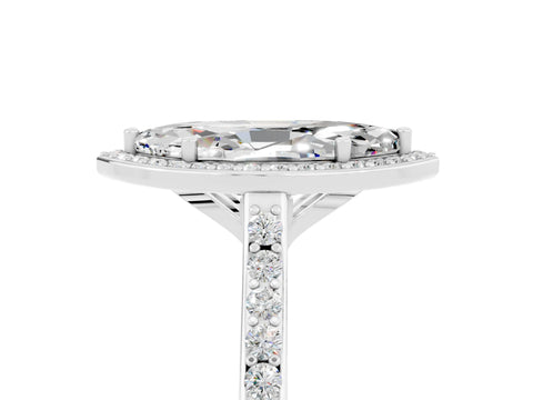 White gold Marquise Cut Halo Round Diamond Pavé Band with Four-Prong Setting_5