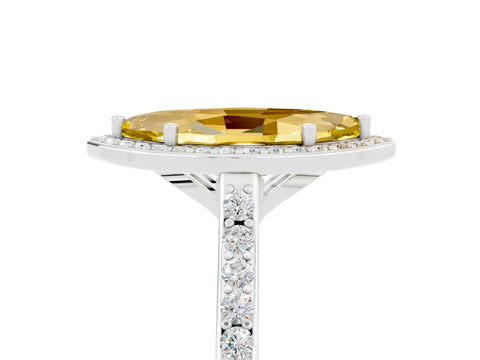 White gold Marquise Cut Halo Round Diamond Pavé Band with Four-Prong Setting_5