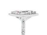 White gold Marquise Cut Halo Round Diamond Pavé Band with Four-Prong Setting_5