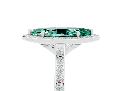 White gold Marquise Cut Halo Round Diamond Pavé Band with Four-Prong Setting_5