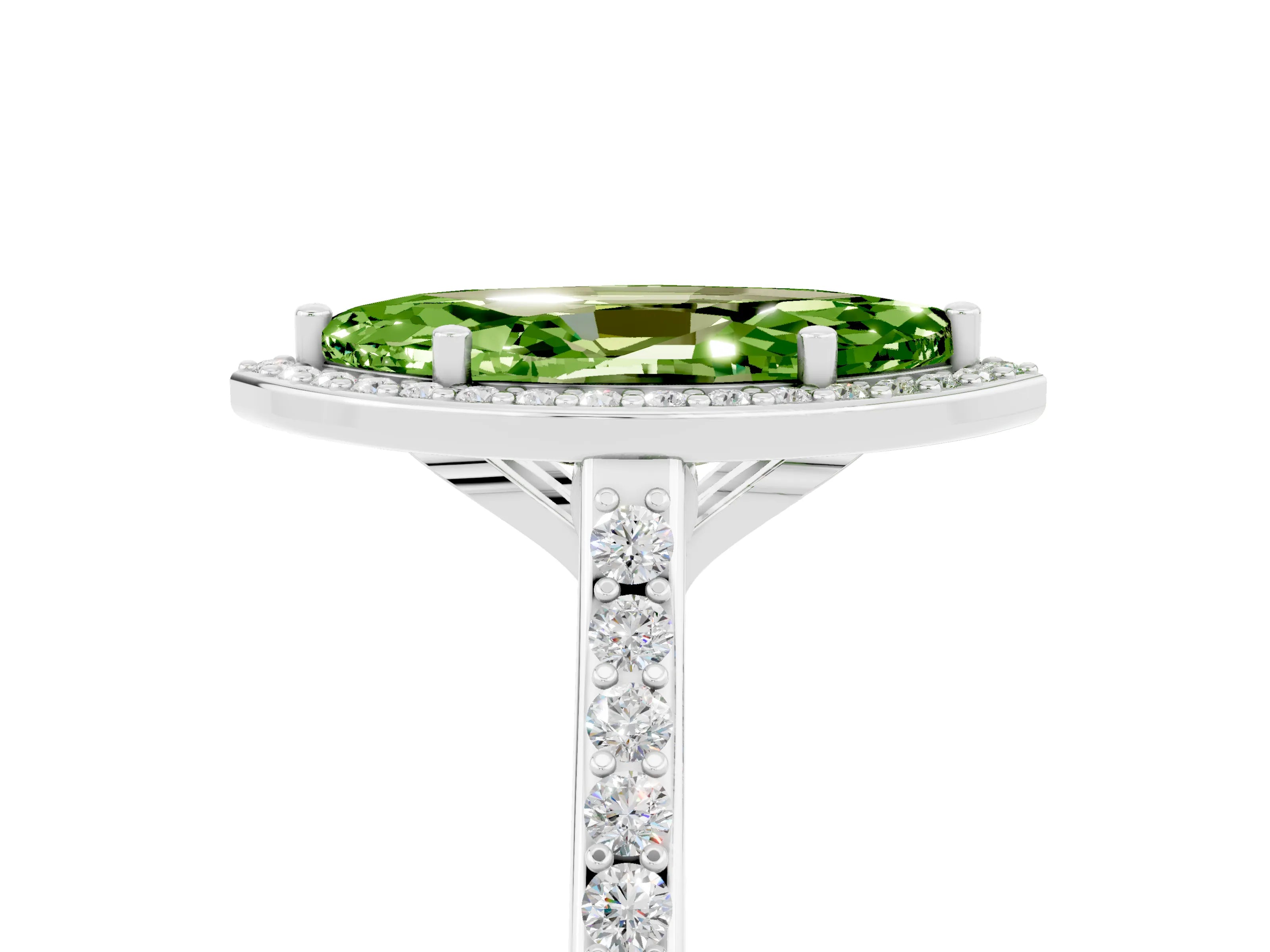 White gold Marquise Cut Halo Round Diamond Pavé Band with Four-Prong Setting_5