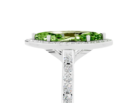 White gold Marquise Cut Halo Round Diamond Pavé Band with Four-Prong Setting_5