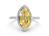White gold Marquise Cut Halo Round Diamond Pavé Band with Four-Prong Setting