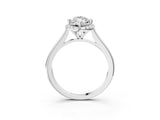 White gold Marquise Cut Halo Round Diamond Solitaire Engagement Ring with Pave Band and Four-Prong Setting_10