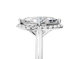 White gold Marquise Cut Halo Round Diamond Solitaire Engagement Ring with Pave Band and Four-Prong Setting_12