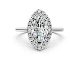 White gold Marquise Cut Halo Round Diamond Solitaire Engagement Ring with Pave Band and Four-Prong Setting_20
