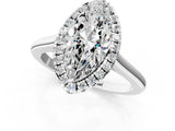 White gold Marquise Cut Halo Round Diamond Solitaire Engagement Ring with Pave Band and Four-Prong Setting_21